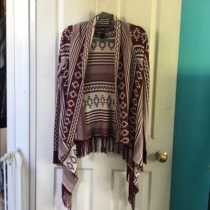 Forever 21 maroon and cream color cardigan